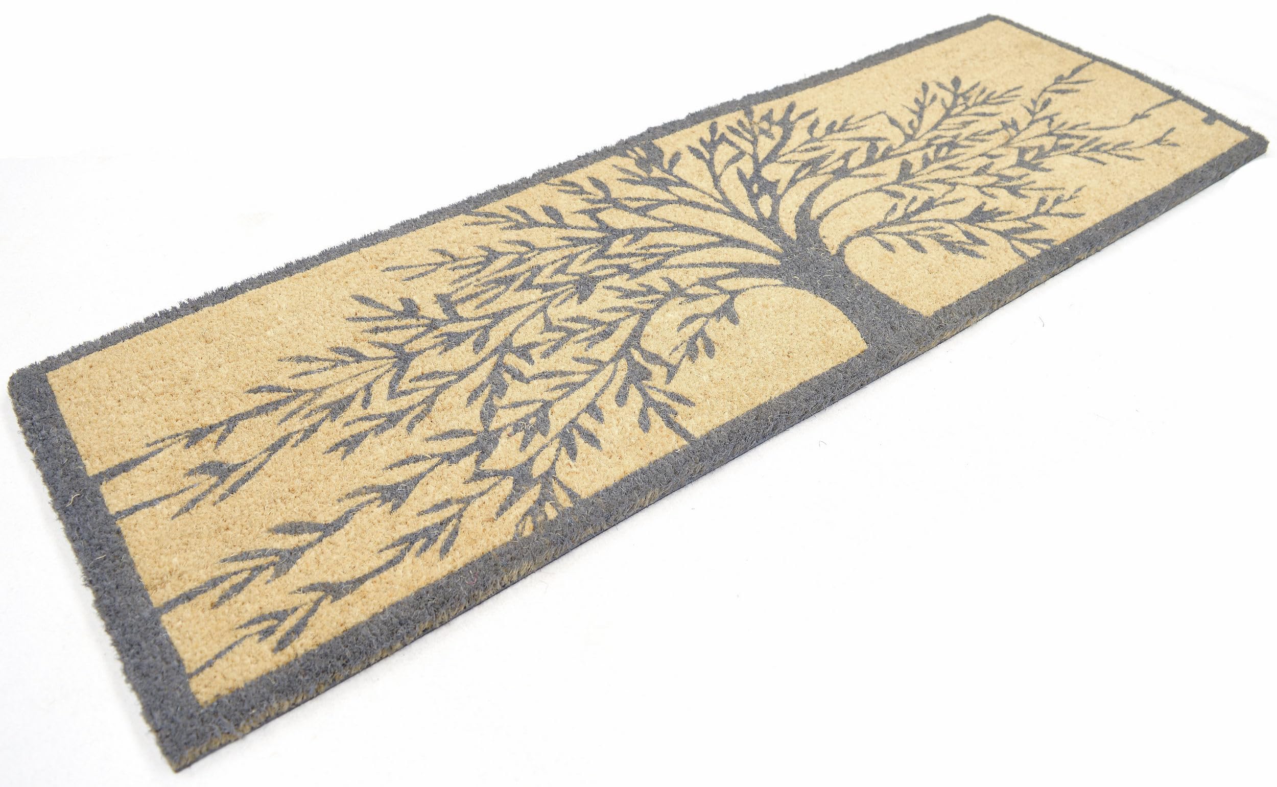 Tappeto antiscivolo rettangolare Shaki in 100% poliestere bianco/beige