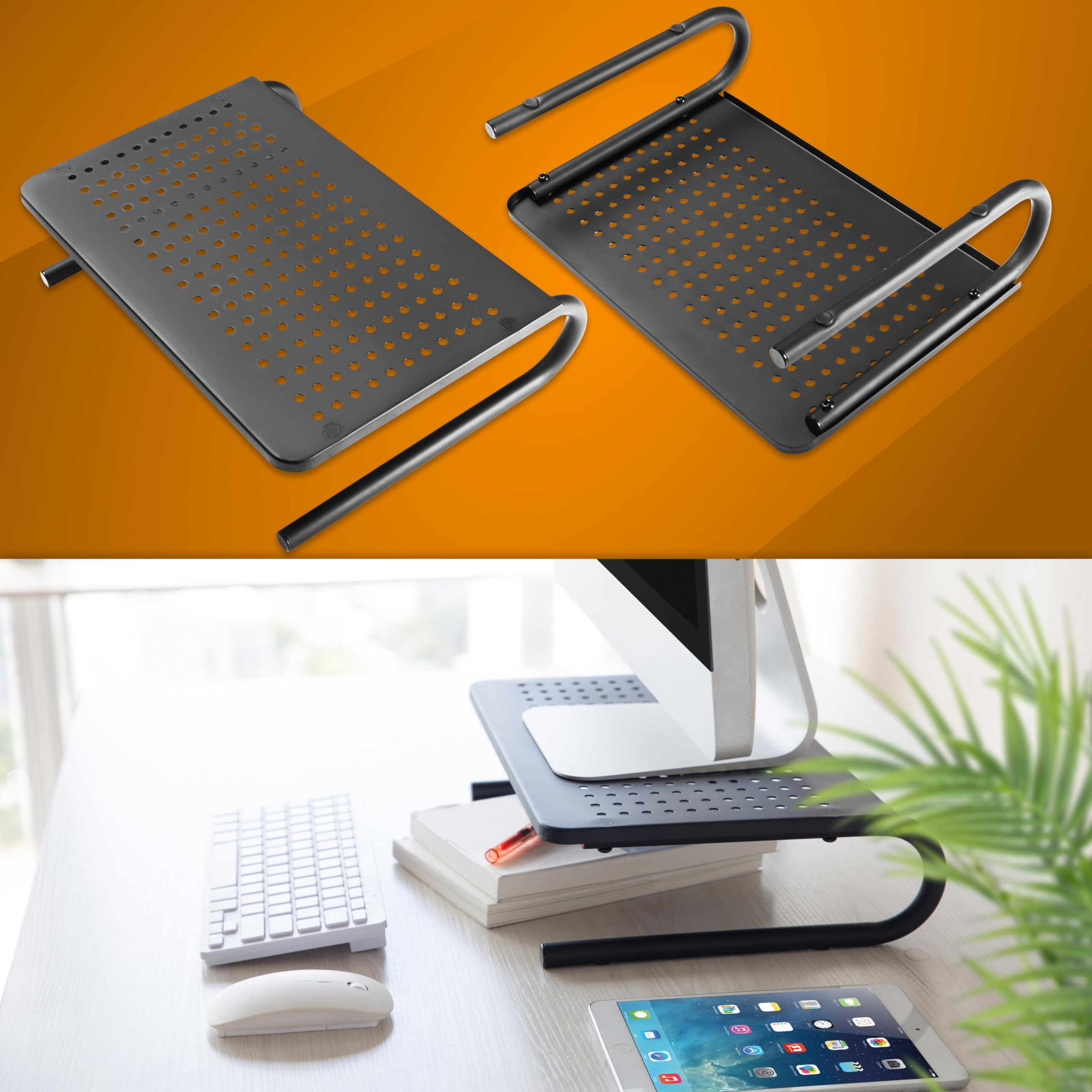 RICOO Ständer für Computermonitore bis 32 Zoll, Monitor Schreibtischaufsatz - Aluminium Lapdesk MTS042 Monitorständer Bildschirmerhöhung