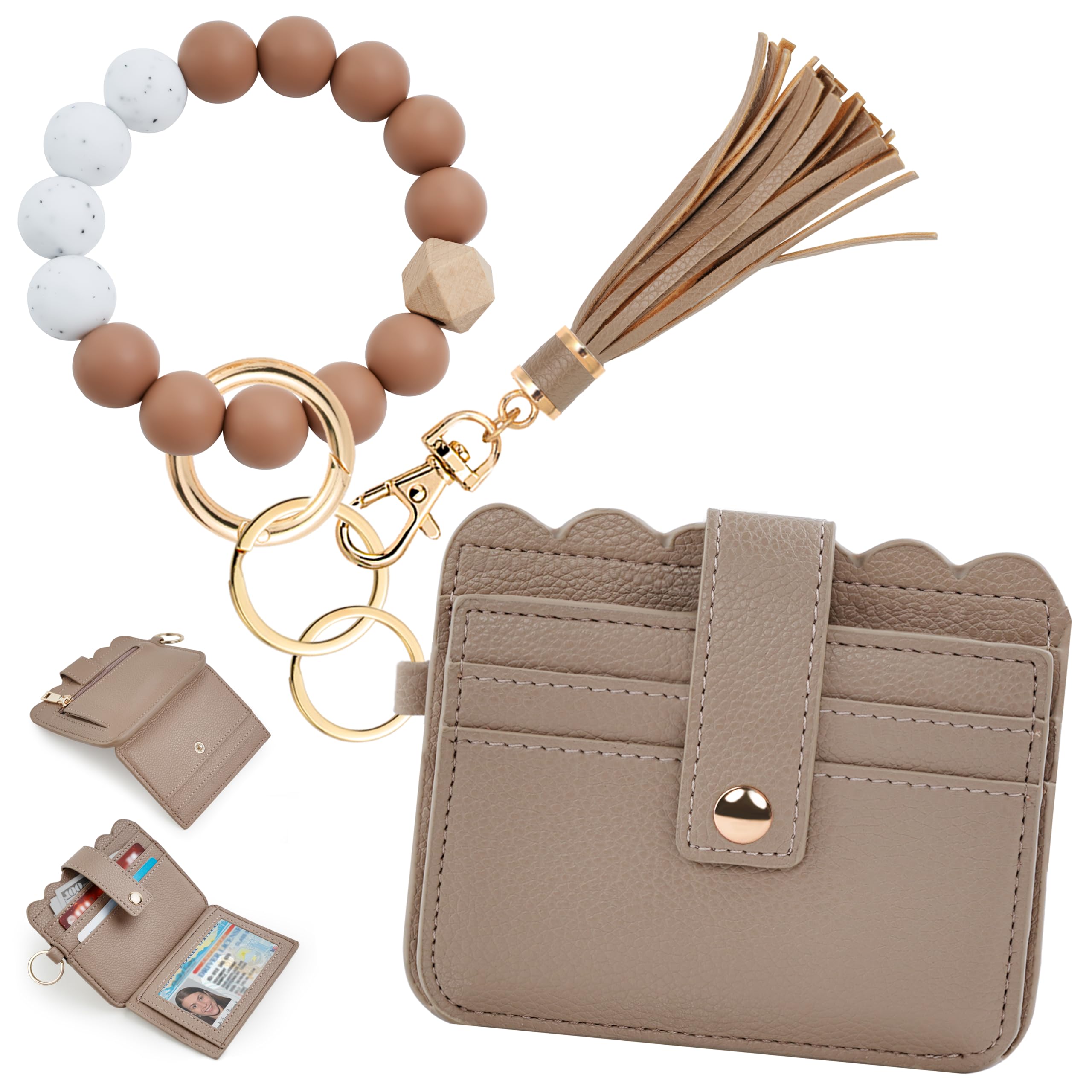 Lostars Wristlet Wallet for Women with Keychain RFID Card Holder Small Wallet Wristlet with Key Ring