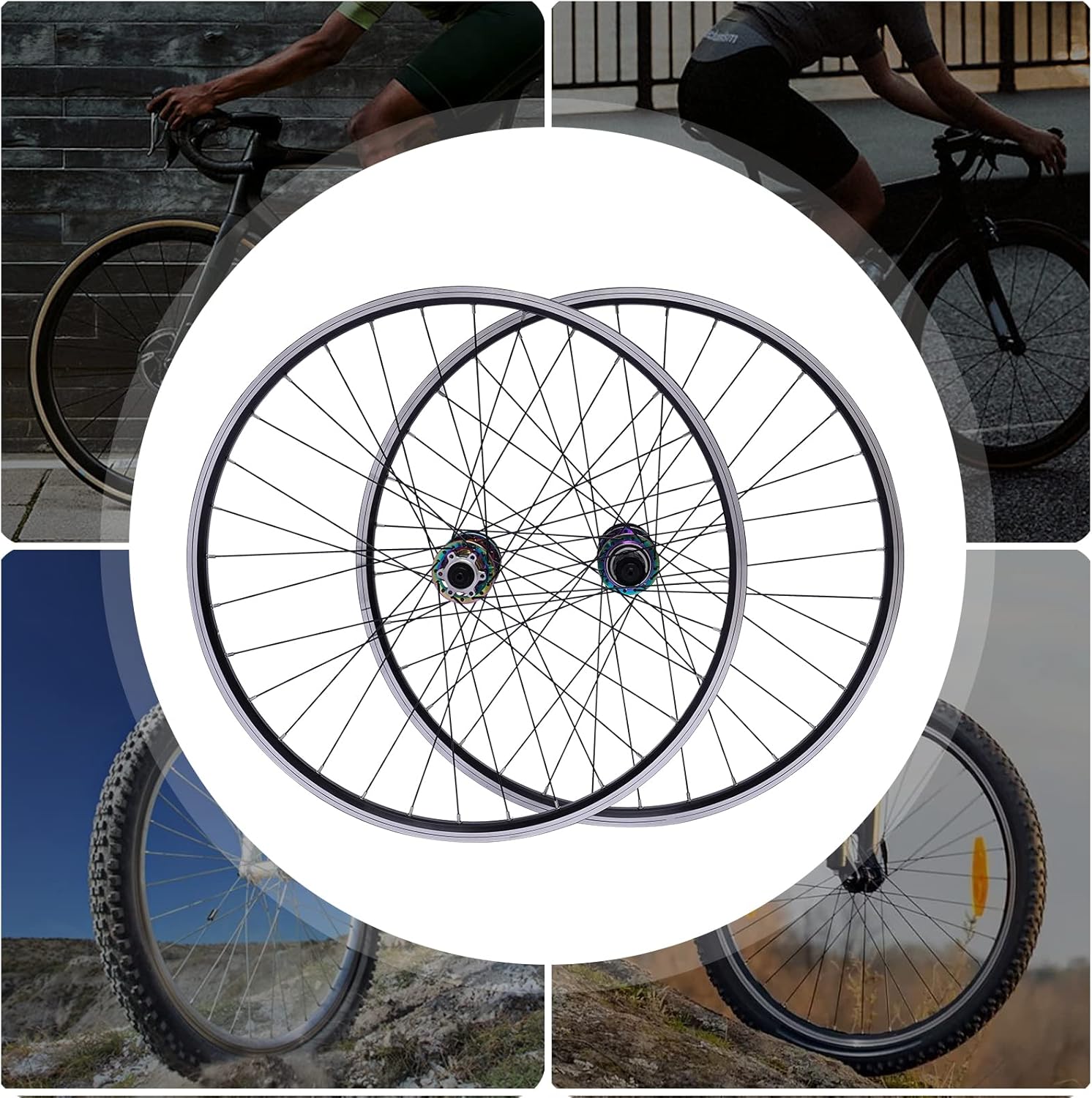 Mountain Bike Wheels, 29 Inch Aluminum Alloy Rim MTB Bike Wheelset Quick Release Disc Brake Bicycle Wheel Double Six-Hole Disc Fit 7-12 Speed Cassette Bike Wheelset