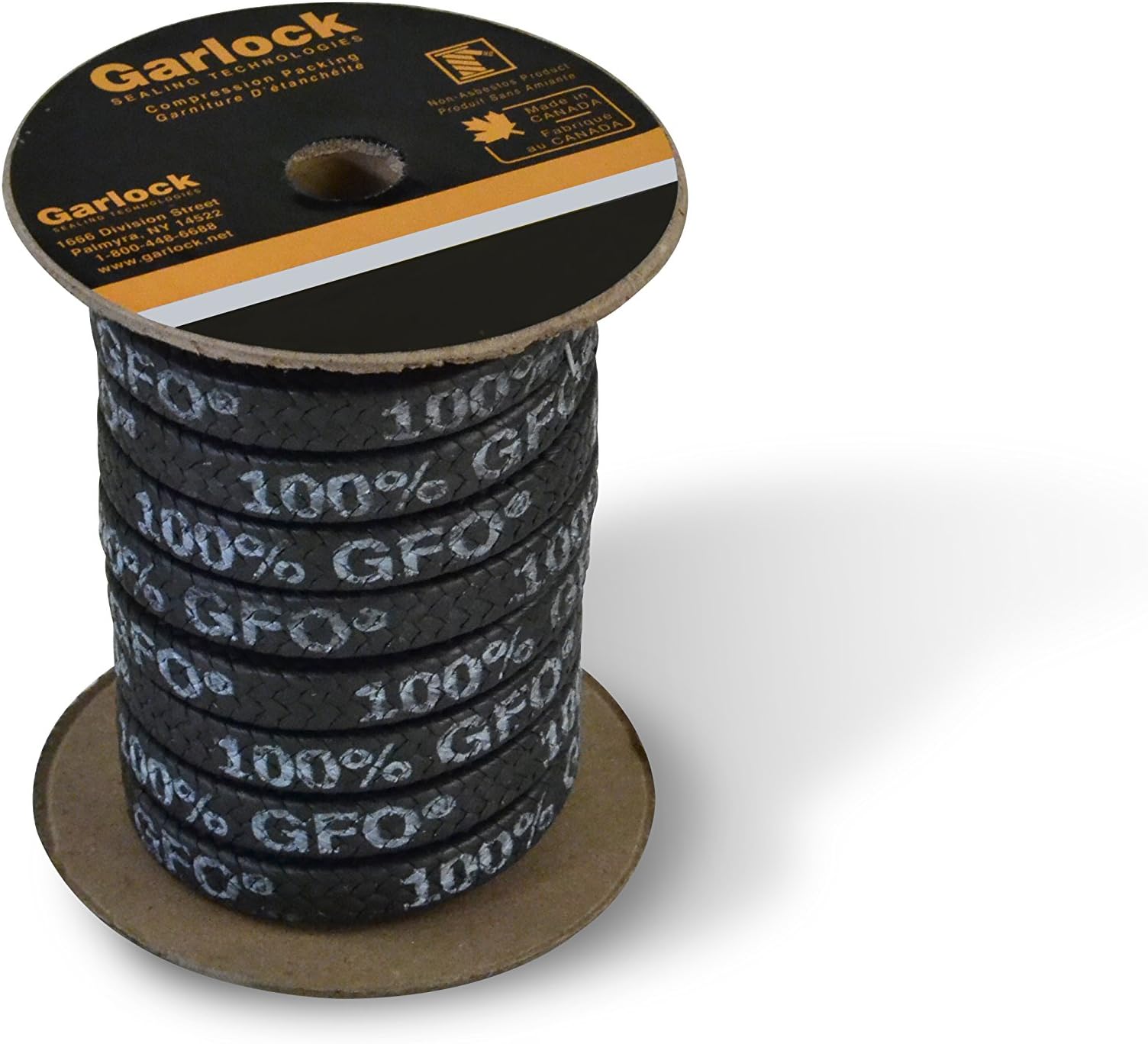 Garlock 41096-FT20-10 GFO with Silicone Lubricant Style 5100 Pump and Valve Packing, 10' Length, 5/16" Thickness, Square