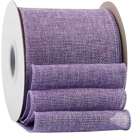 Lt. Purple Burlap Wired Ribbon, 4 inch x 20 Yards Roll -...