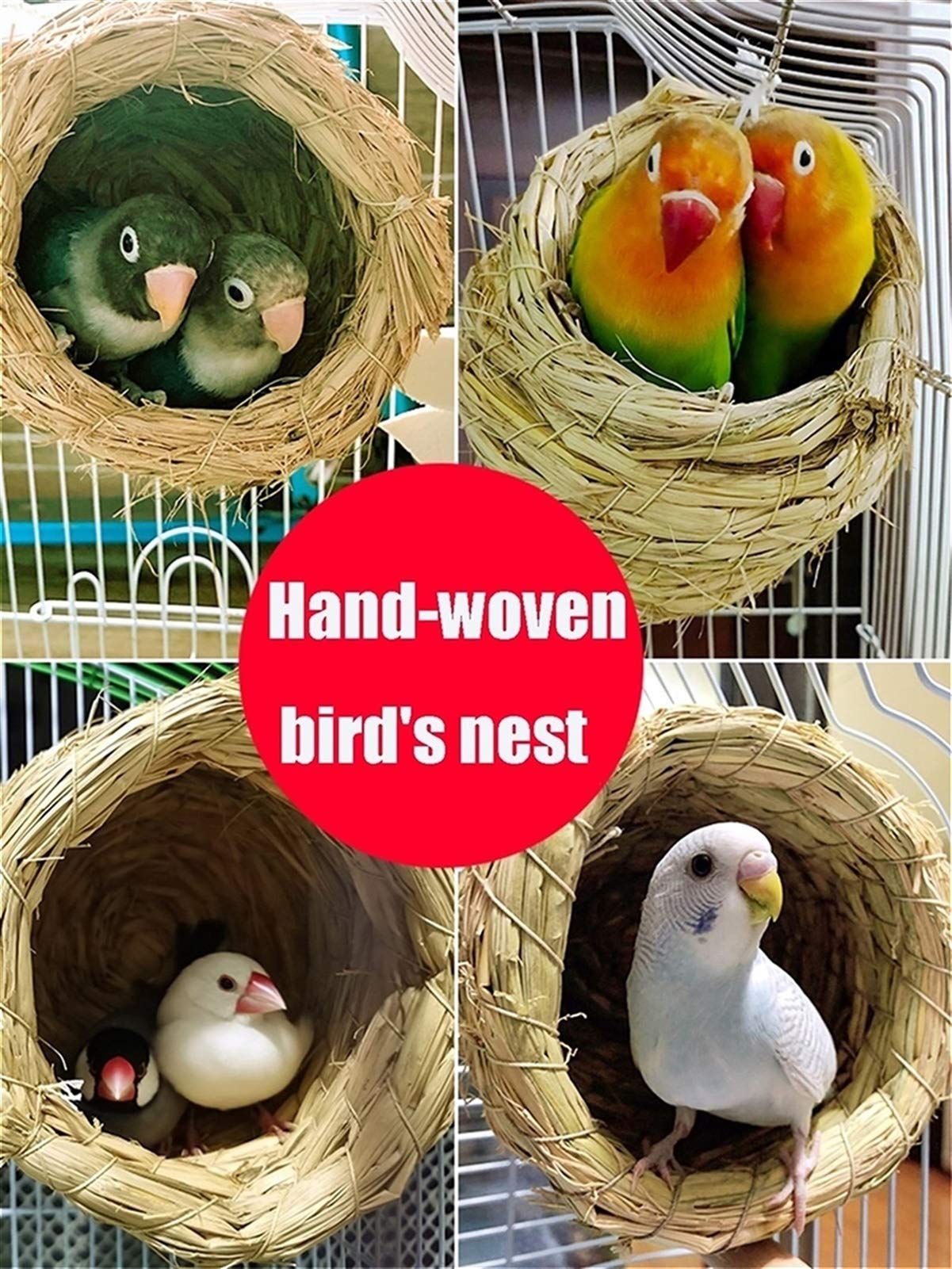 Casa para pájaros Nido de pájaro Canario, Paloma Natural, 100% Fibra Natural, Lugar de Descanso y Zona de cría, pequeño, Grande, Extra Grande, 2 Piezas (tamaño: 4.1 x 4.1 in)