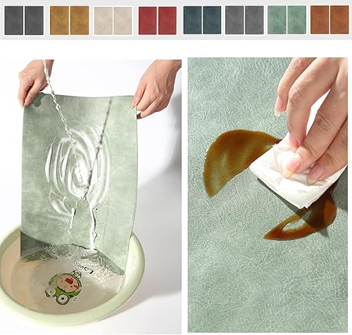 Miniatura 3 de Univo Colors Juego de 6 manteles individuales de piel sintética con patrón de piel de vacuno lavada, resistentes al calor, impermeables, lavables