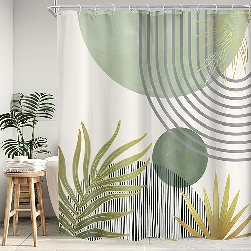 Miniatura 8 de KOMLLEX Cortina de ducha bohemia naranja de mediados de siglo para decoración de baño, 48 pulgadas de ancho x 72 pulgadas de alto, abstracto,