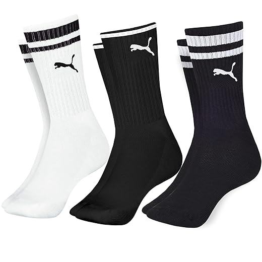Kit 3 Pares Meia Cano Alto Puma Longo Esportiva Sola Atoalhada Algodão Masculino