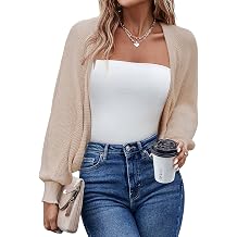 HOTOUCH Womens Cardigan Shrugs Long Batwing Sleeve Knitted Cropped Bolero Open Front Casual Elegant Cardigans for Dresses