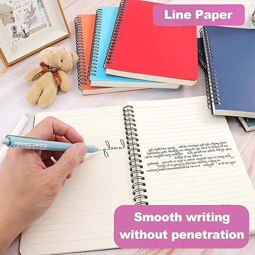 Miniatura 5 de Paquete de 6 cuadernos de espiral A5 con rayas universitarias, cuaderno de espiral de tapa dura de 5.5 x 8.5 pulgadas, cuaderno de espiral para