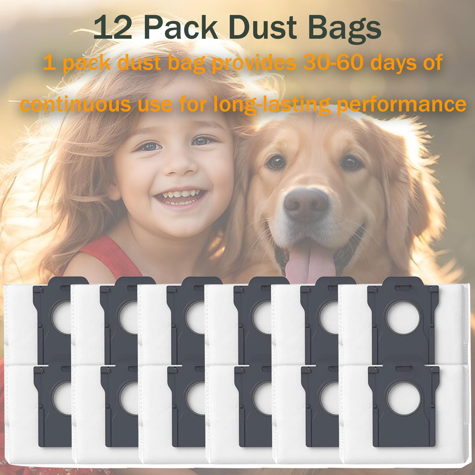 Paquete de 12 bolsas de polvo compatibles con Dreame X30 Ultra / X40 Ultra / L10s Pro Ultra Robot Aspirador, 3 L de gran capacidad