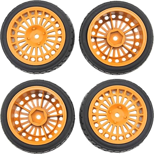 Miniatura 4 de OD2.75 pulgadas de nailon de 0.472 in, llantas de cubo hexagonal y neumáticos de goma compatibles con HSP Tamiya HPI Traxxas 110 112 en carretera,