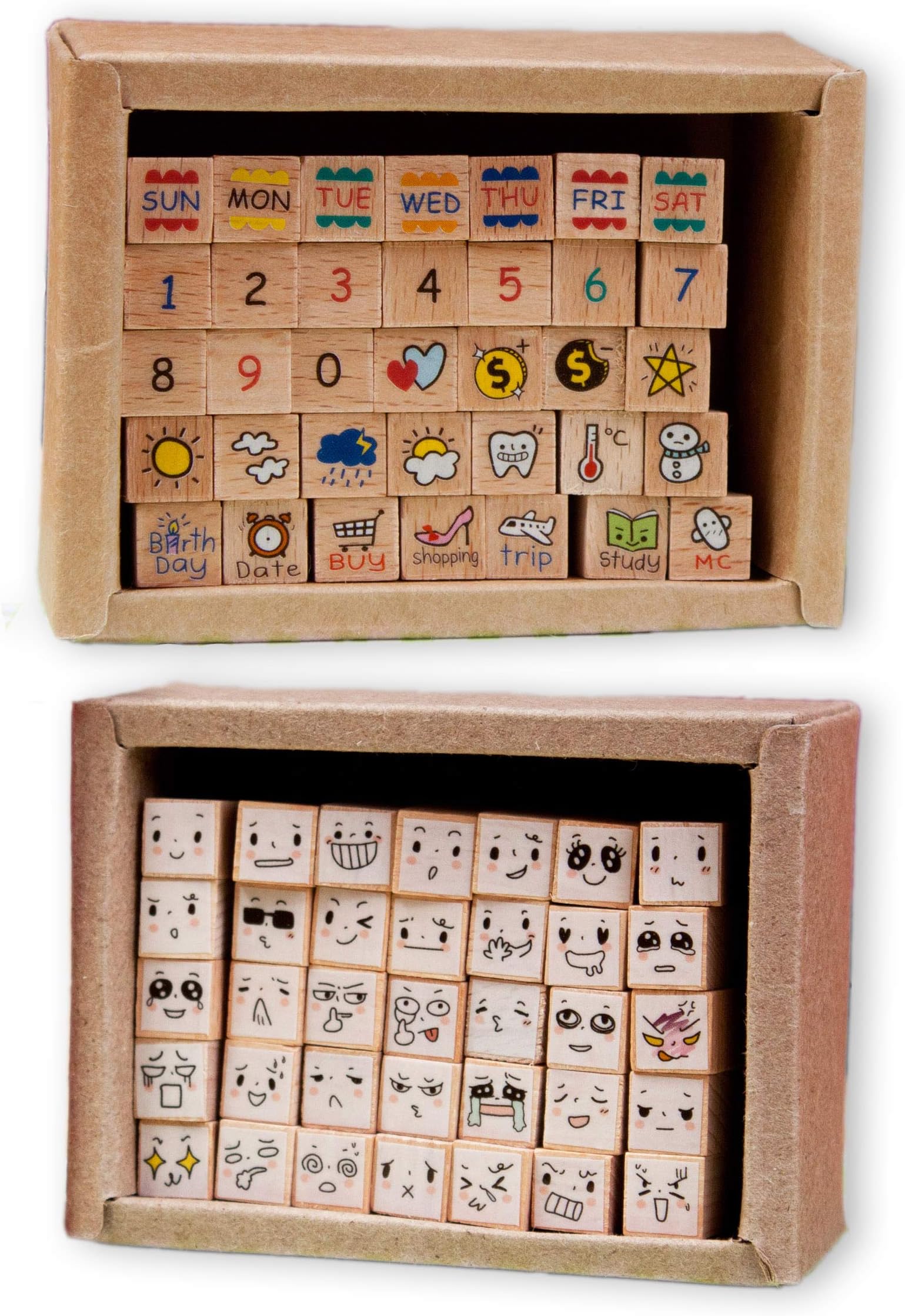Micia Crafts 70 Pcs Weekly Diary Wood Rubber Stamp Set Scrapbook Craft Art