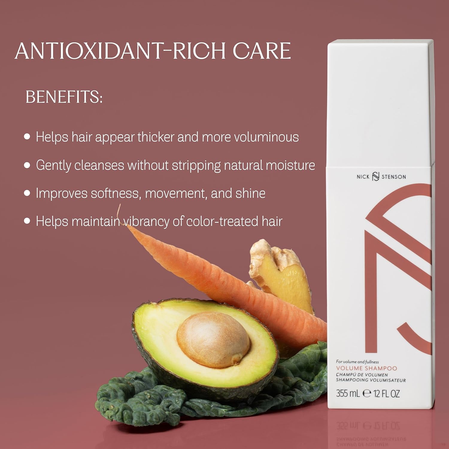Volume Shampoo for Volume and Fullness – For Fuller-looking Hair – Seals in Moisture – Vegan and Colorsafe - 12 oz/355mL
