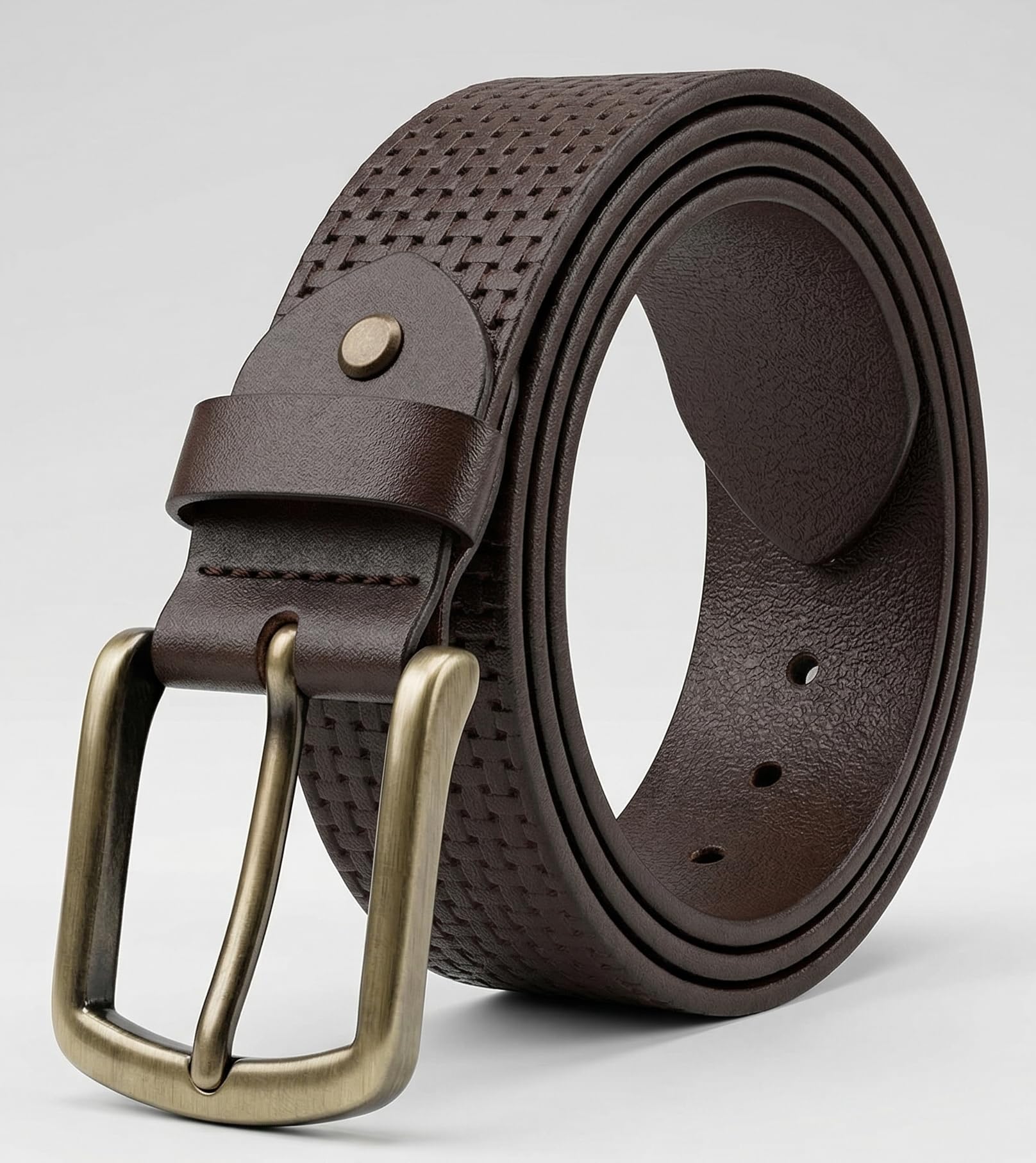 Men’s Original Leather Belt Full Grain Genuine Leather – Textured Vintage Brown Belt with Heavy Duty Metal Buckle, Durable Casual & Dress Belt for Jeans-image-41