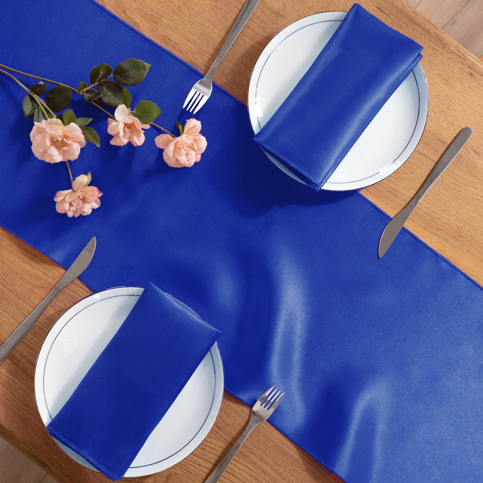 Satin-Tischläufer, 30,5 x 274,4 cm, glatter Seidenstoff, Tischläufer für Hochzeiten, Bankette, Geburtstage, Abschlussfeiern, Veranstaltungen, Königsblau, 10 Stück