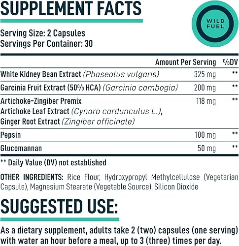 Miniatura 3 de WILD FUEL Paquete de cápsulas de supresor del apetito y extracto de azafrán