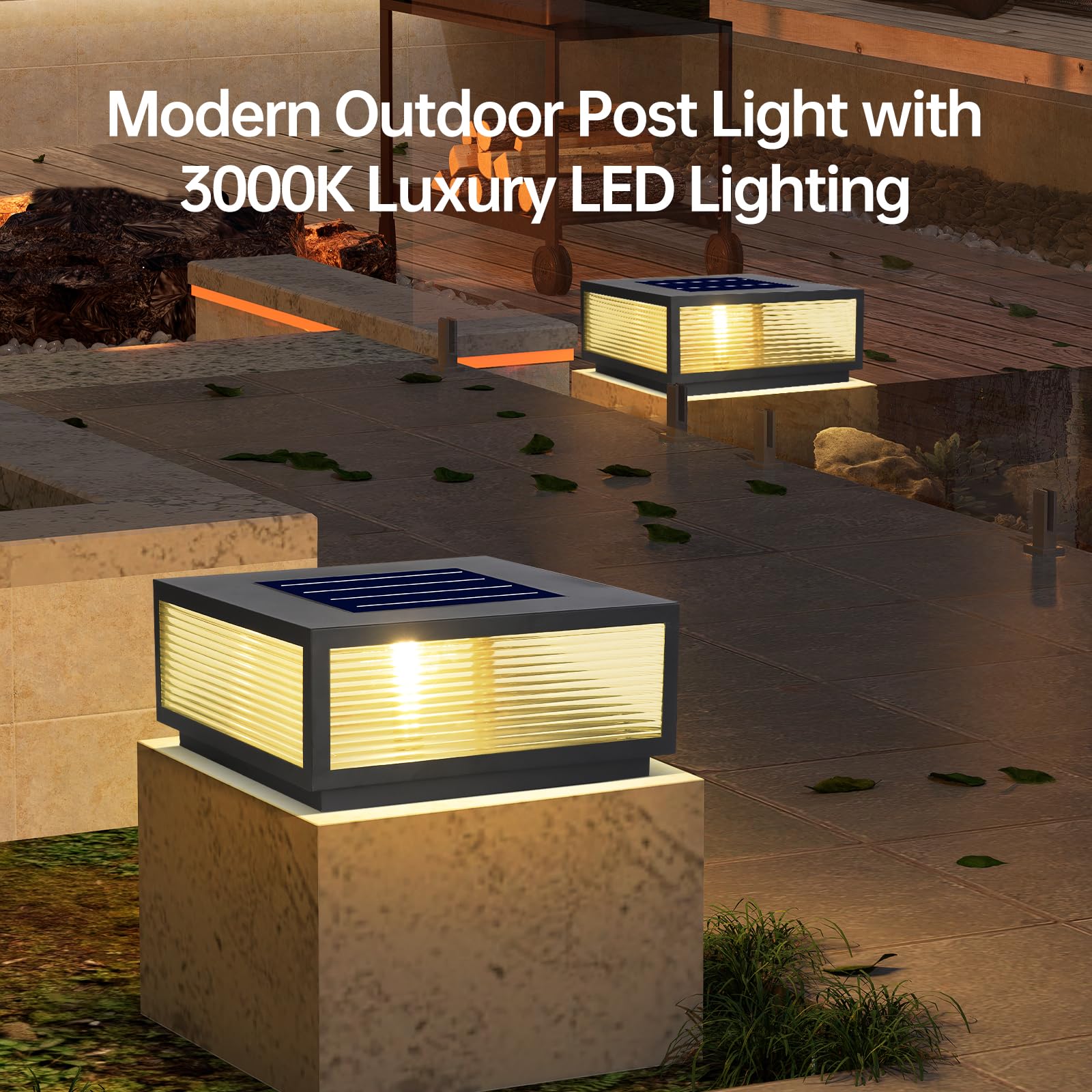 Outdoor Post Cap Lights - Modern Square Fence Pillar Lamps, Waterproof Stainless Steel Yard Light With Pier Mount For Deck, Pathway, Garden