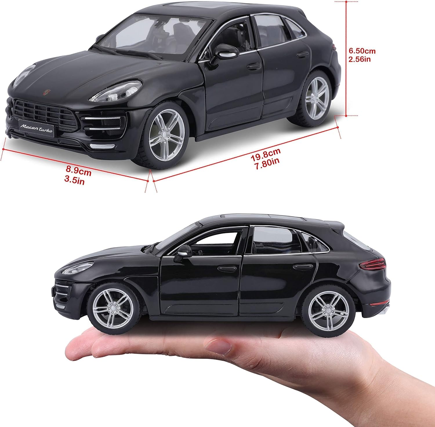 Bburago 1:24 ScalePorsche Macan Diecast Vehicle, Metallic Black