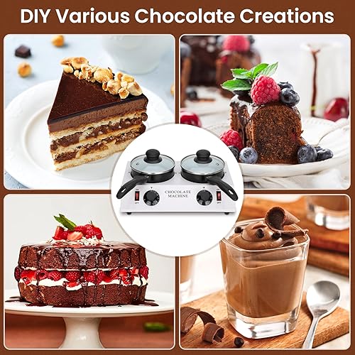 Miniatura 6 de Ollas dobles de chocolate con controles de temperatura independientes Máquina de templado de chocolate con macetas extraíbles para una fusión y
