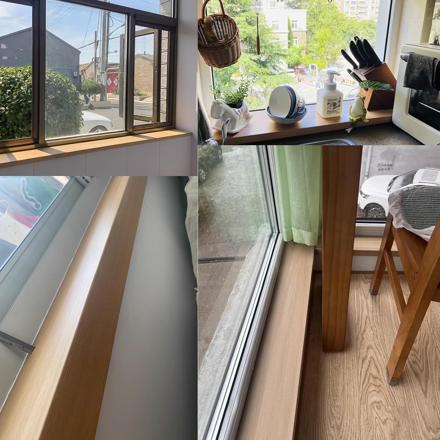 ZIMGOD Window Sill Cover 2/3/4/5/6 in Widths Window Ledge Guard Cover with Wood Finish, Composite Acrylic Windowsill Extender Bay for Replacement/Remodel, for Stair/Step/Door(Style1,6x36in (15x91cm))