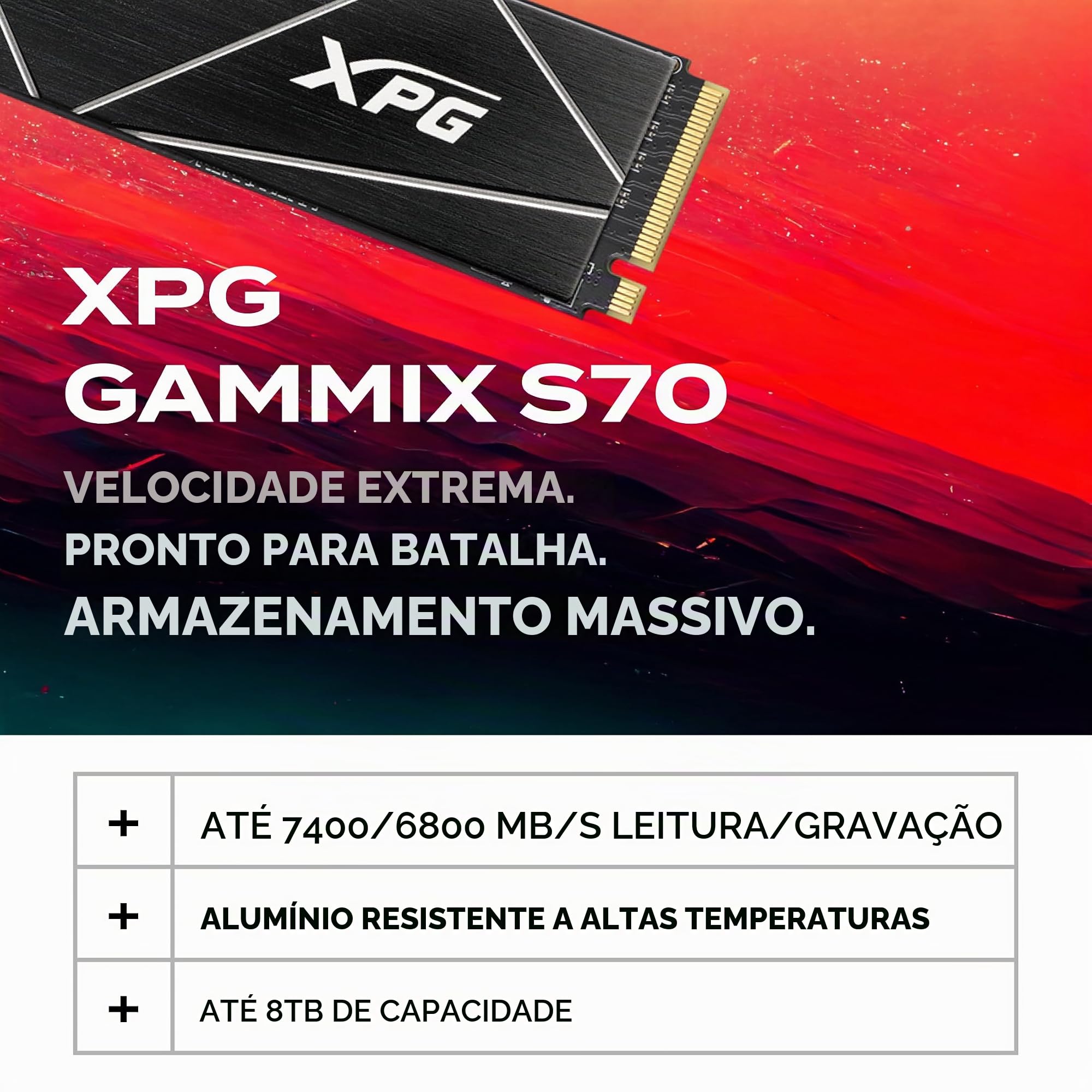 XPG GAMMIX S70 Blade, unidade de estado sólido PCIe Gen4, 4 TB