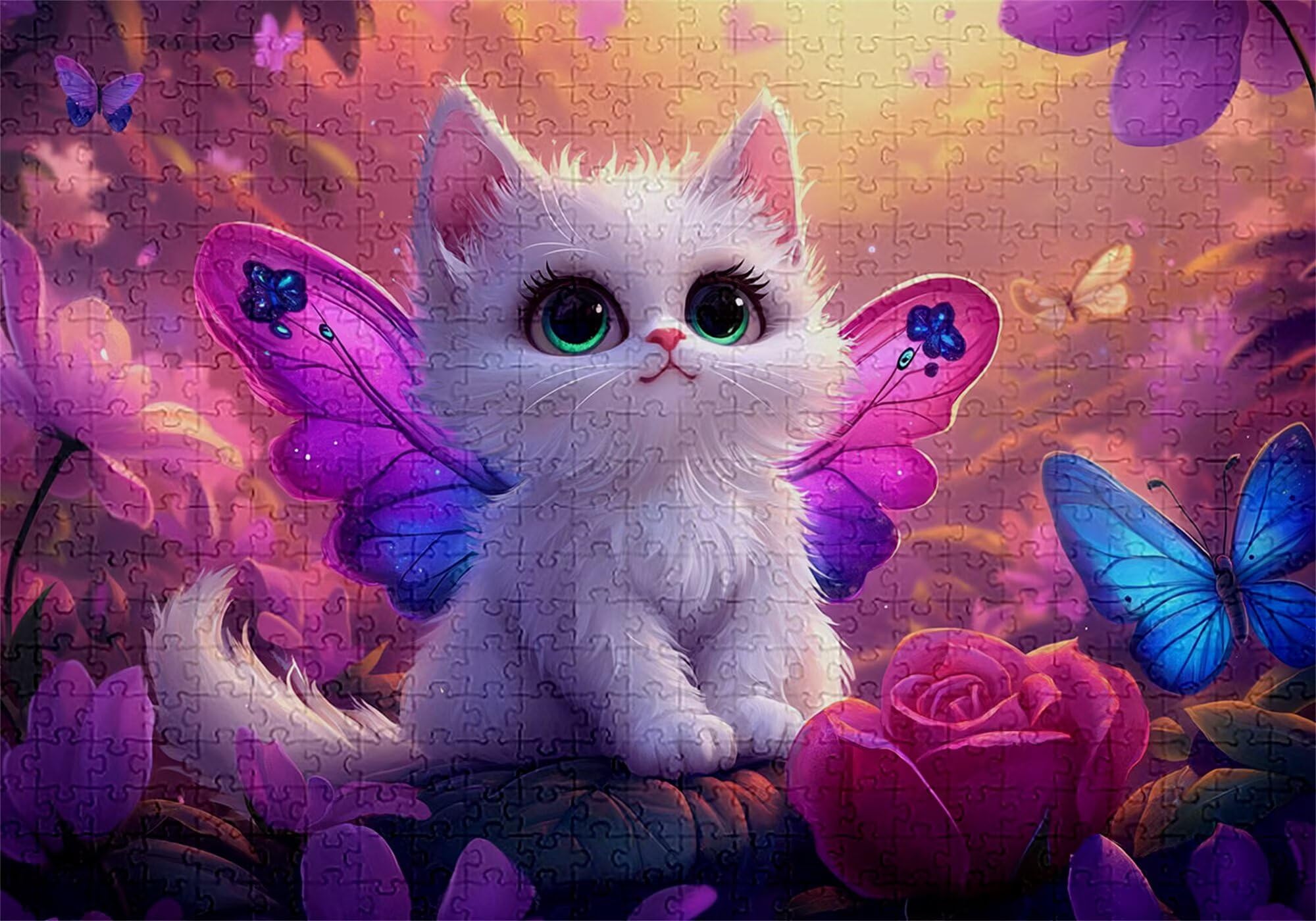 Puzzle 4000 elementów kot puzzle dorosły motyl 141 x 87 cm unikalne rzemiosło klasyczne 3D drewniana układanka do rodzinnych gier biznesowych, układanka zrób to sam do dekoracji ścian domu, prezenty C