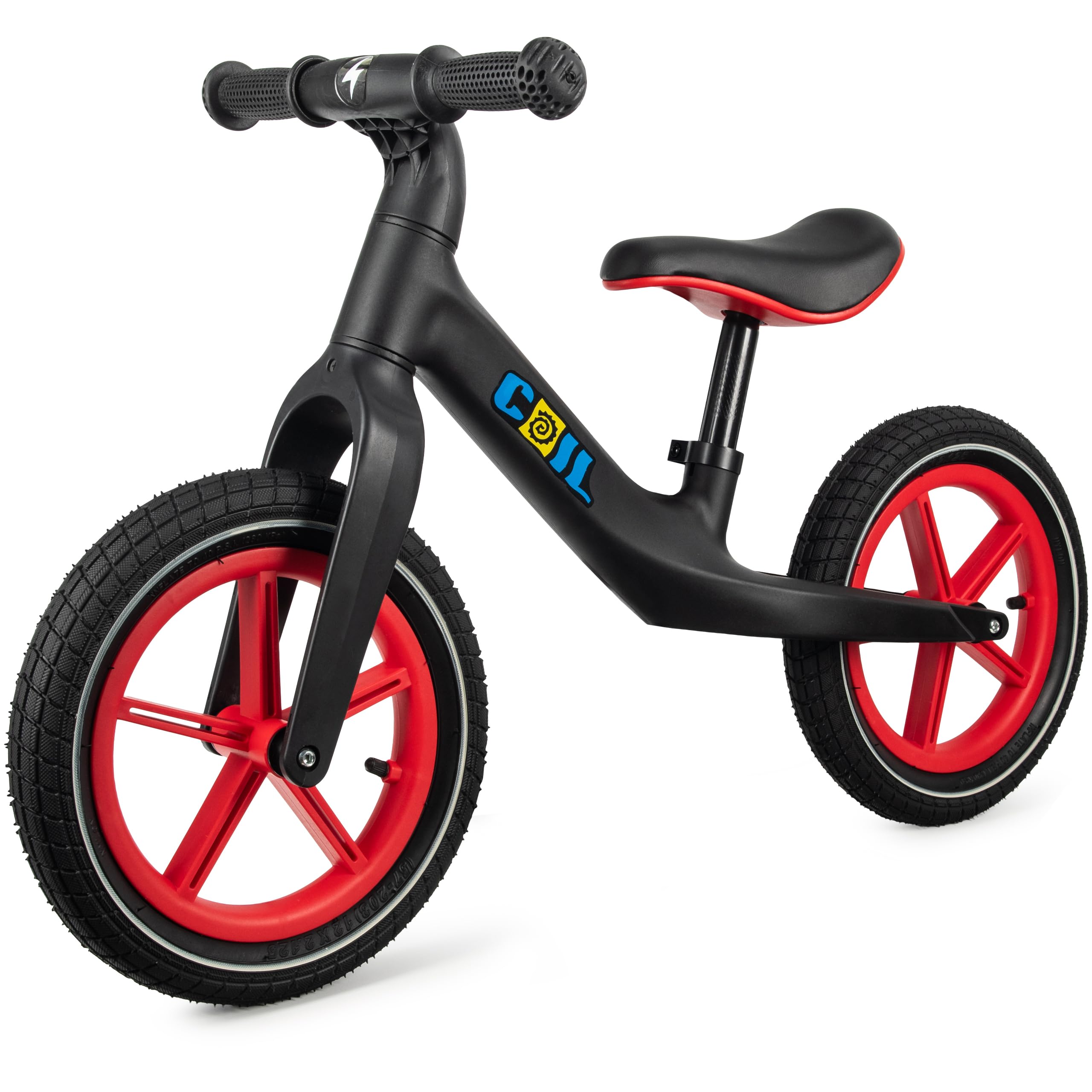 COIL Bicicletta da corsa per bambini, girello per bicicletta, antiscivolo, Balance Bike, telaio in nylon, ruote aeree da 12", seduta in eco-pelle, a partire da 2 anni e fino a 30 kg
