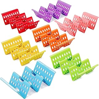 7PCS Colorful Taco Holder Stands Set of 6 or 4 - Premium Large Taco Tray Plates Holds Up to 3 or 2 Tacos Each, Taco Holders, Taco Stand, BPA Free, Dishwasher and Microwave Safe