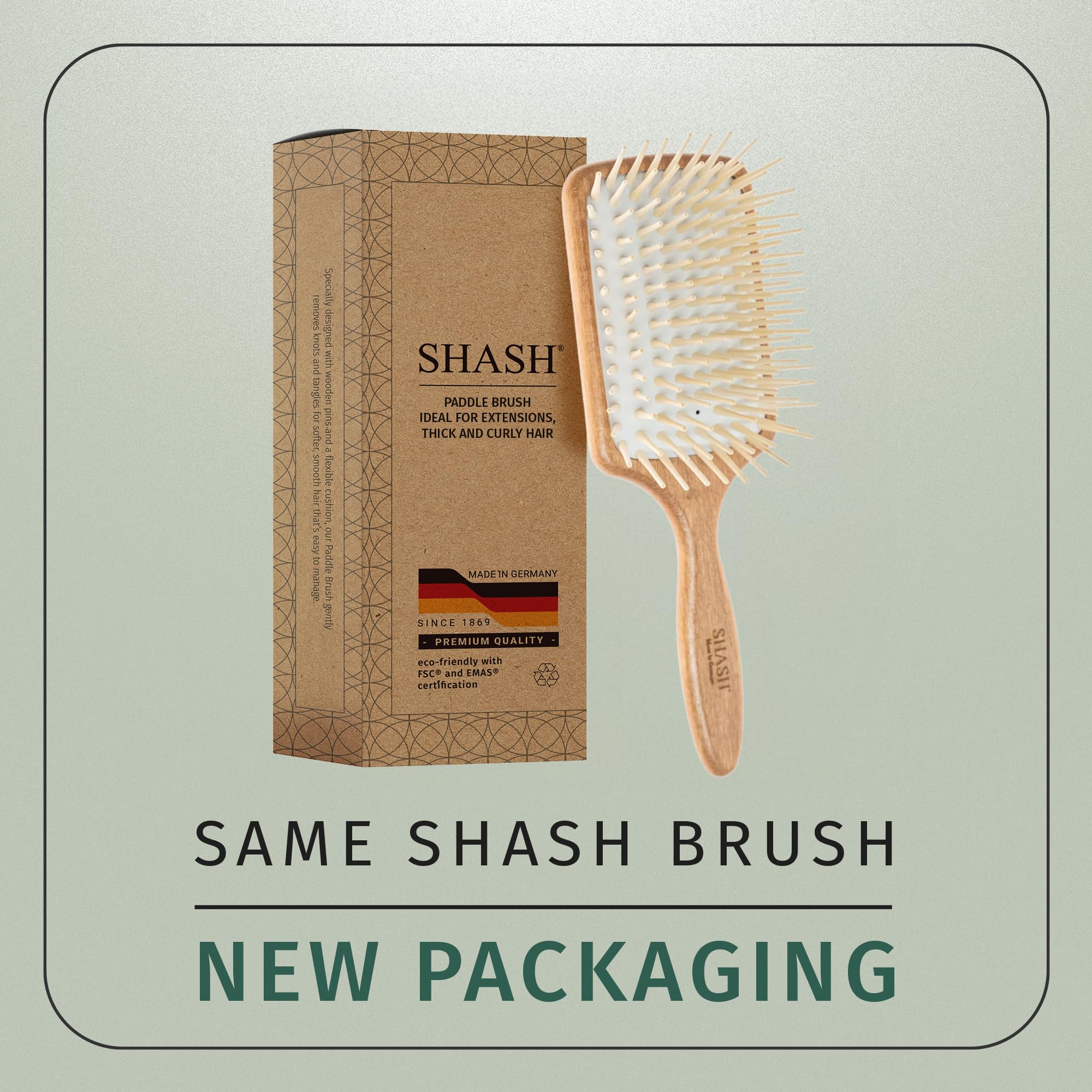 SHASH - Cepillo de pelo para extensiones de cabello, cabello grueso y rizado, desenredante con pasadores largos y cojín de goma, ayuda a desenredar nudos, eliminar el encrespamiento, reducir los