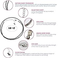 Vista 6 de Gempires Natural Black Tourmaline Beads Necklace, Faceted Beads, Energy Healing Crystals, Silver Plated Chain, Birthday, Gift for Her, Gemstone