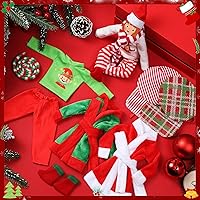 Vista 3 de Jenaai Juego de 12 piezas de accesorios de ropa de elfo navideño, incluye falda de elfo, chaleco esponjoso, albornoz, columpio, saco de dormir