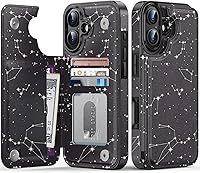 Vista 334 de LETO para iPhone 15 Pro Funda tipo cartera - Tapa tipo folio con patada - Diseños de moda - Tarjetero - Funda protectora para mujeres y niñas - 6.1