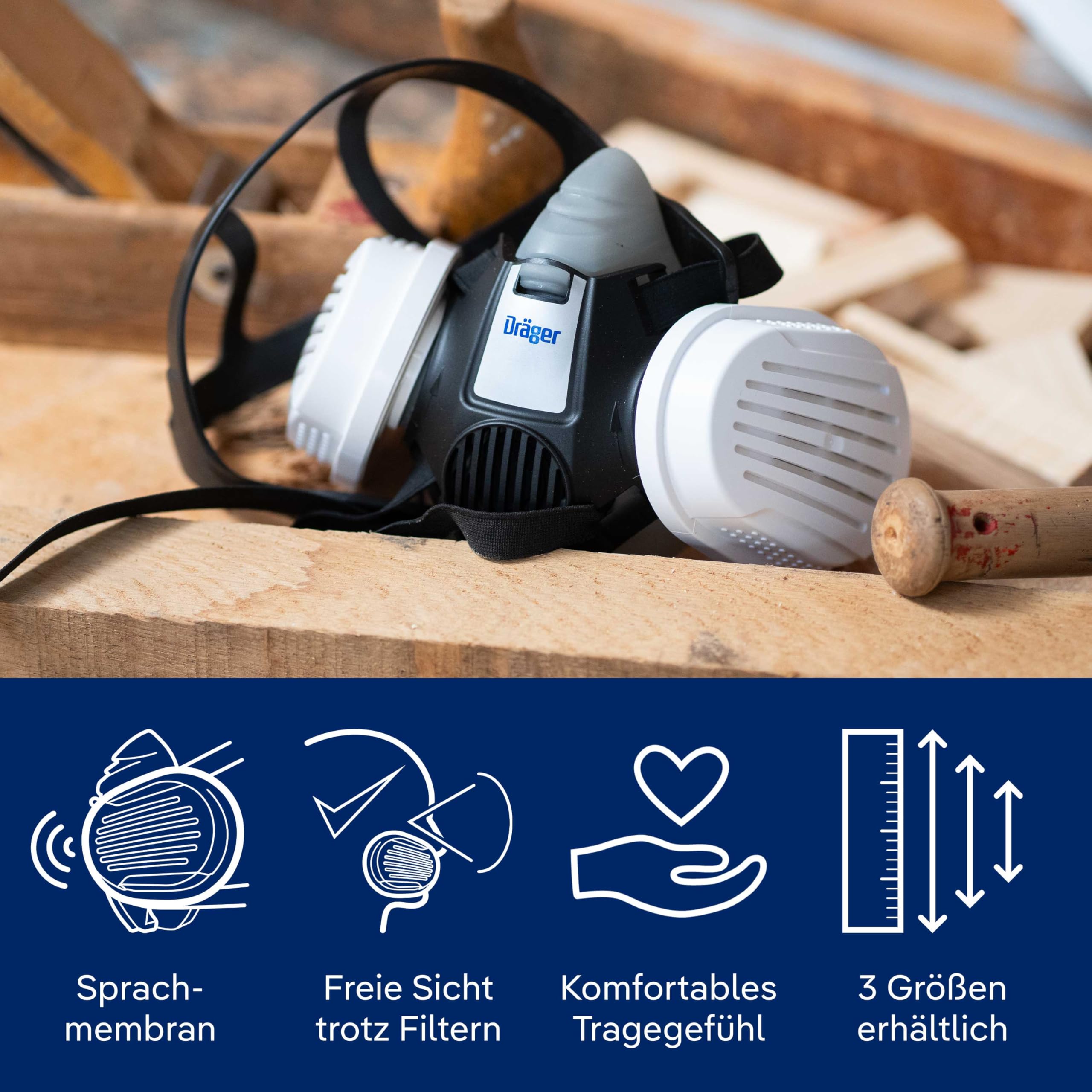 Dräger X-plore 3300 Halbmaske, Mehrweg Atemschutz-Maske für den Einsatz mit wechselbaren Bajonettfiltern, verschiedene Größen