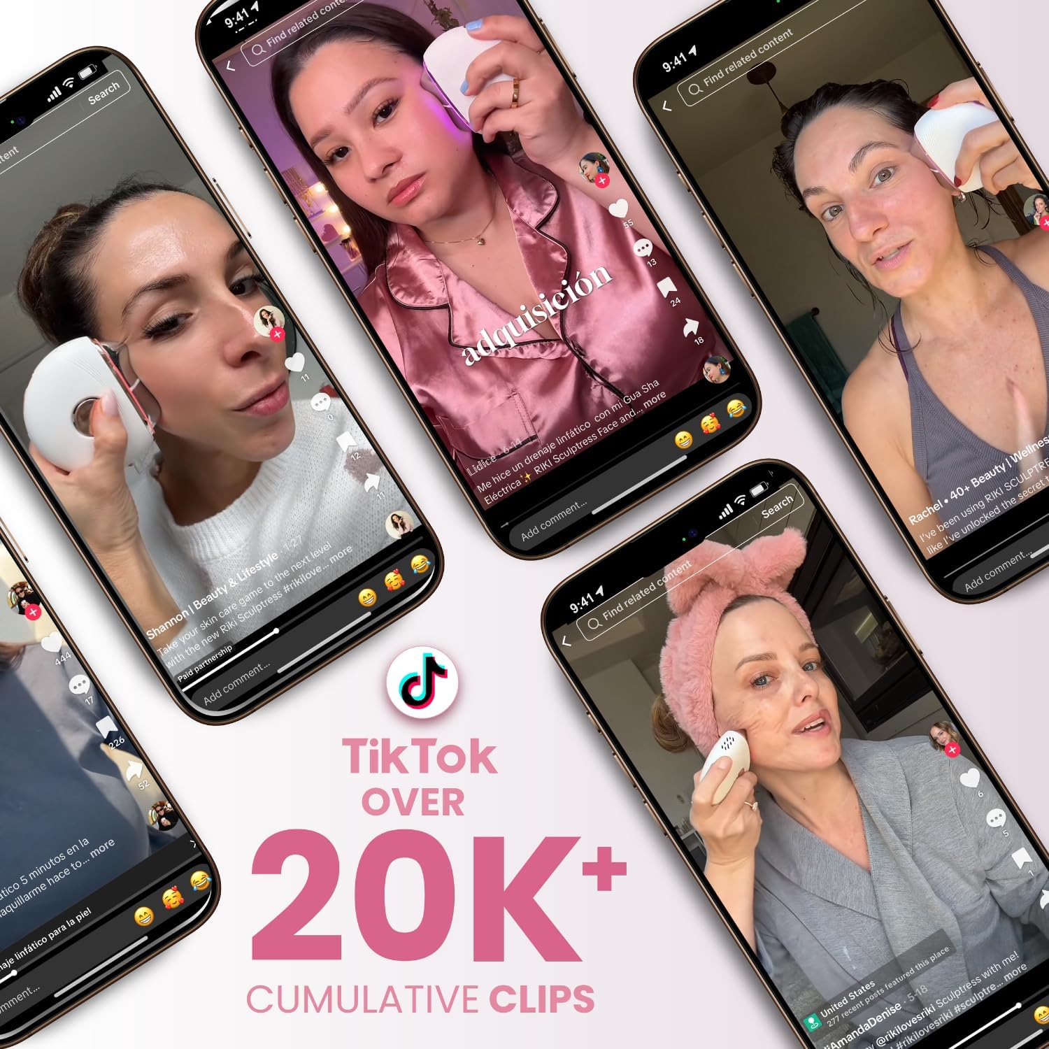 RIKI LOVES RIKI Riki Sculptress Electric Gua Sha Facial Tools - 6 in 1 Hot & Cold Face Sculpting Tool - & Vibration & Red/Blue/Purple LED Massager for Anti-Aging & Wrinkles, Puffiness, Double Chin - Image 8