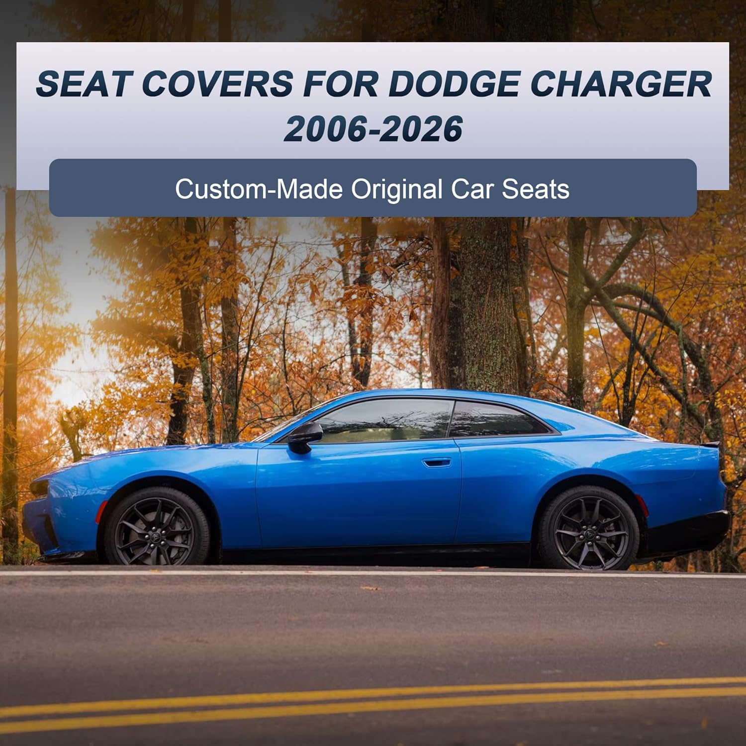 Car Seat Covers Fit for Dodge Charger 2007-2023 2024 2025 Full Set Seat Cover Waterproof Faux Leather, Compatible Airbag Automotive Cushion Protector(5 Seats, Red Line)