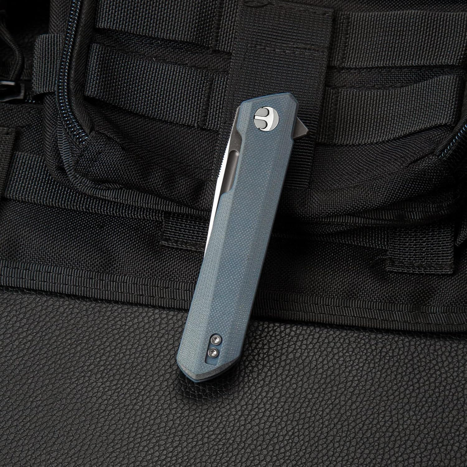 BESTECHMAN Dundee Pocket Folder Folding Knife: 3.35" D2 Steel Grey Titanized Satin Blade, G10 Scales, EDC Reversible Deep Clip, BMK01F (Grey Handle)