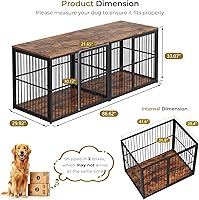 Vista 41 de Mueble de jaula para perros XXL de 48" con 3 puertas, jaula de madera combinada para mascotas, perrera resistente de interior para perros medianos a