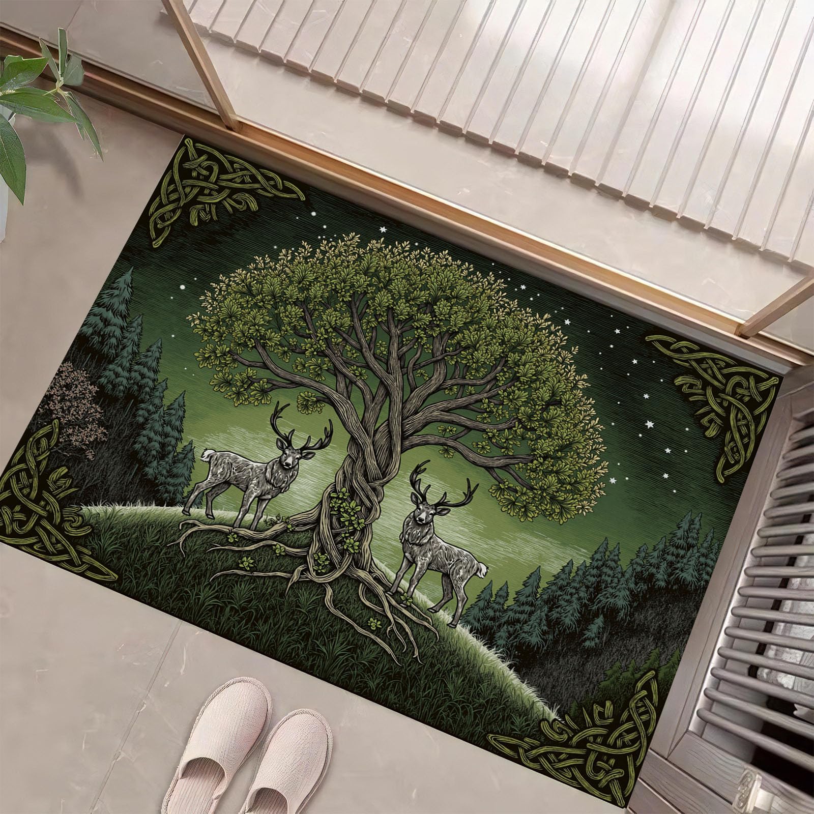 Tapis de porte intérieur lavable vert contre les sols sales