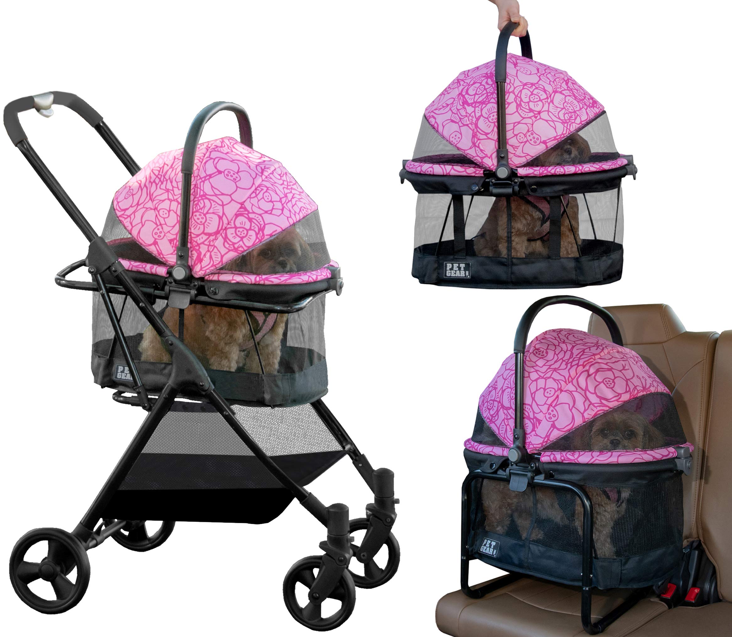Pet Gear, A Vermont Family Owned Company Since 1936, 3-in-1 Travel System, View 360 Stroller Converts to Carrier and Booster Seat with Easy Click N Go Technology, for Small Dogs & Cats, 4 Colors