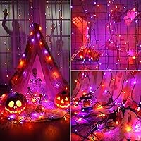 Vista 7 de Brizled Luces de Halloween Moradas y Naranjas, 95.14 pies 240 Luces LED de Cadena de Halloween Conectables con Temporizador, 8 Modos Luz Naranja