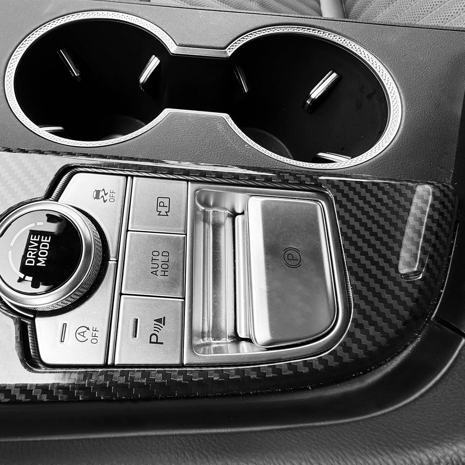 Car Center Console Gear Shift Panel Cover Interior Central Panel Trim Compatible with Genesis G70 2019-2026 Accessories (Real Carbon Fiber Black Style)