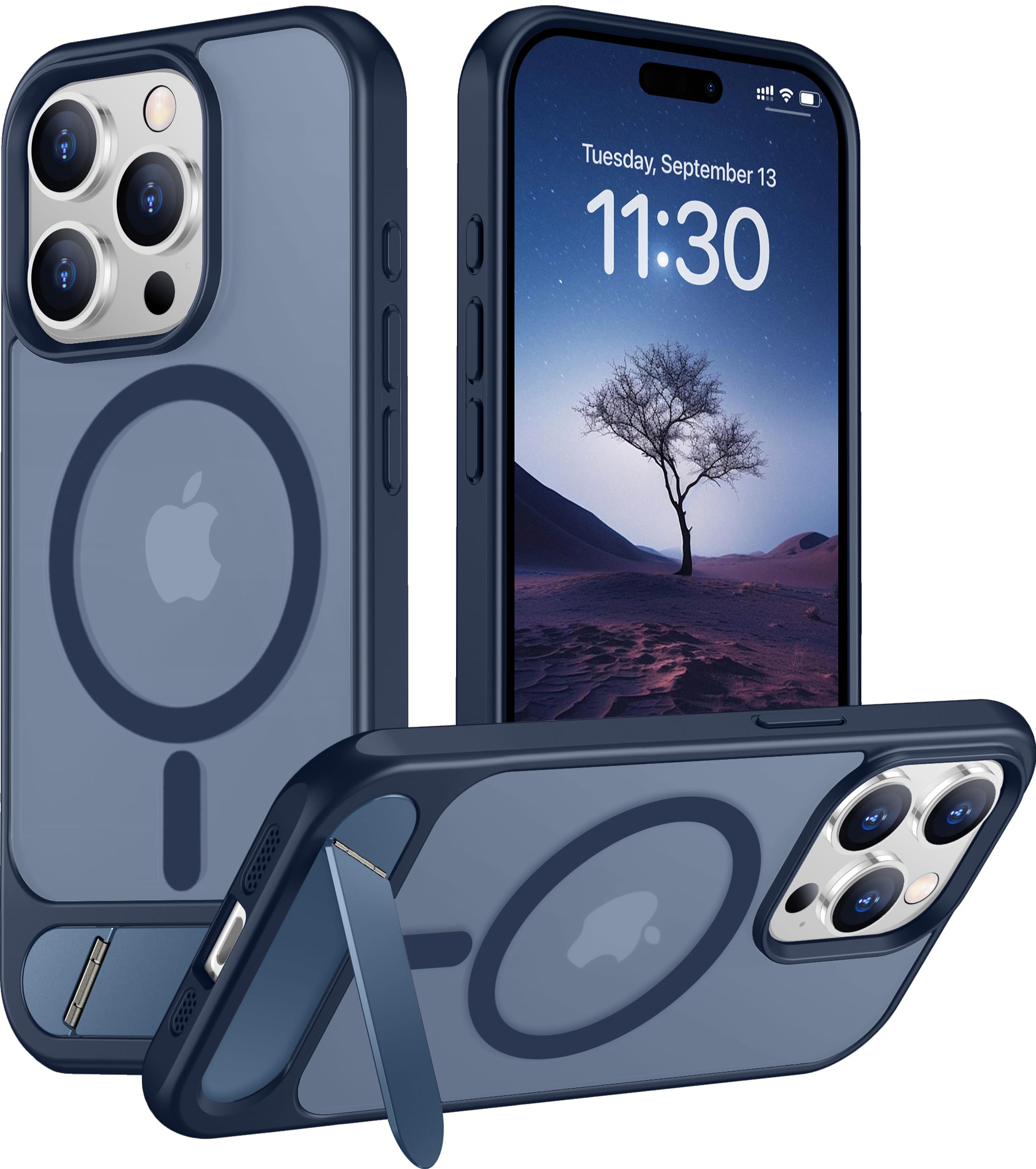 Temdan Magnetic Compatible with iPhone 15 Pro Max Case, [Built-in Invisible Kickstand][Compatible with MagSafe] [Military Grade Shockproof] Slim
