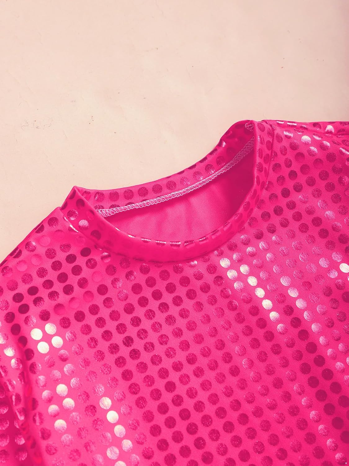 Kids Shiny Disco Jazz Hip Hop Dance Top Boys Girls Long Sleeve Sequin Tee Shirt Dancewear for Stage Performance