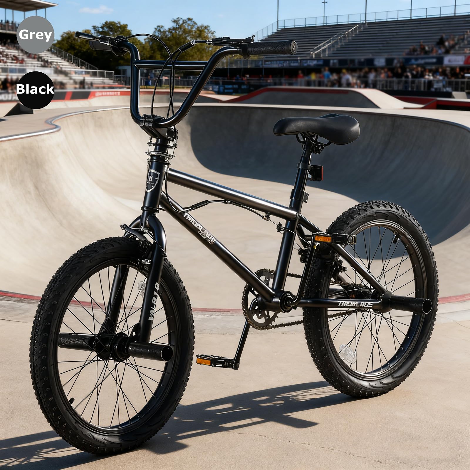 20 Zoll BMX Bike, Freestyle Fahrrad mit Leichter Stahlrahmen, 360° Drehbarem Lenker, Aluminiumräder, Bike mit Vorder—und Hinterrad-U-Bremse, 4 Pegs, Für Teenager & Erwachsene（Schwarz）