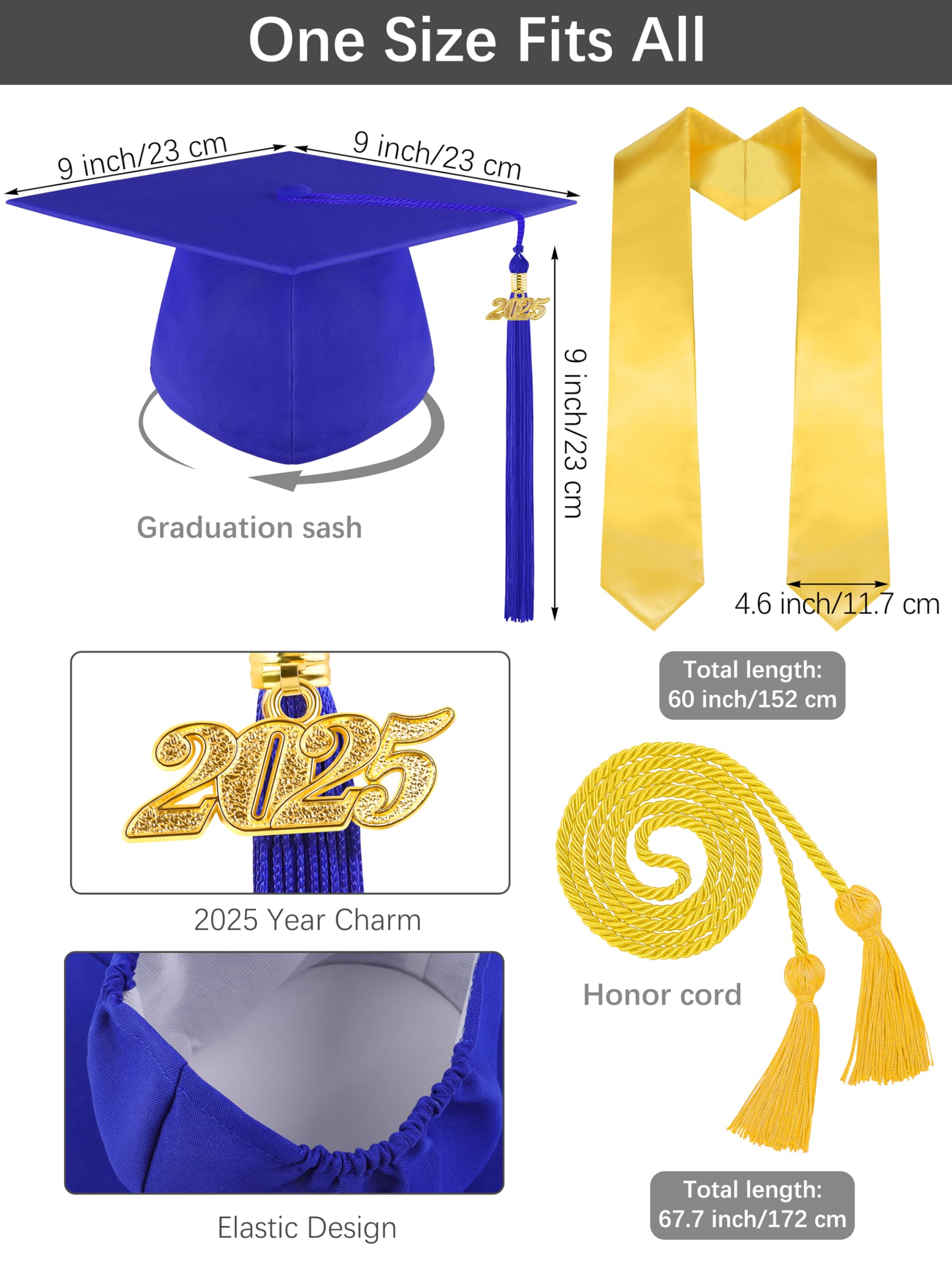 Snapklik.com : SOMSOC 5 Pieces Adults Matte Graduation Gown Cap Set