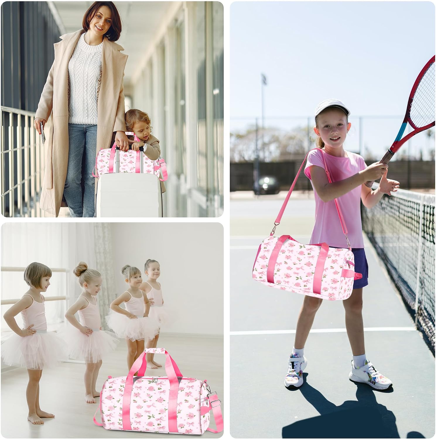 Duffle Bag Girls Kids Cute Gym Bag with Shoes Compartment Women Girls Sports Overnight Travel Bag