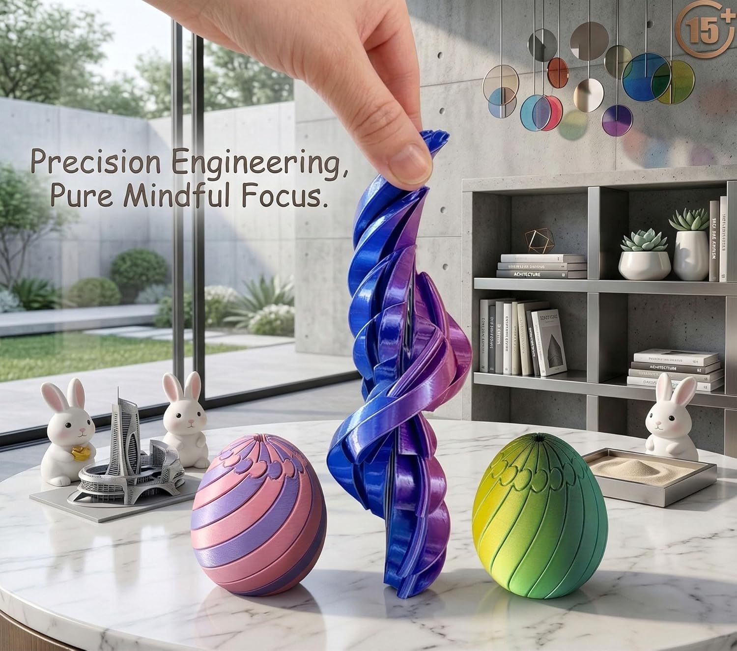 Twisty Fidget Egg, 3D Printed Spiral Fidget Toy, Smooth Rotating Stress Relief Egg Spinner, Unique Easter Basket Stuffers and Desk Toy for Adults, Relaxation (#F)