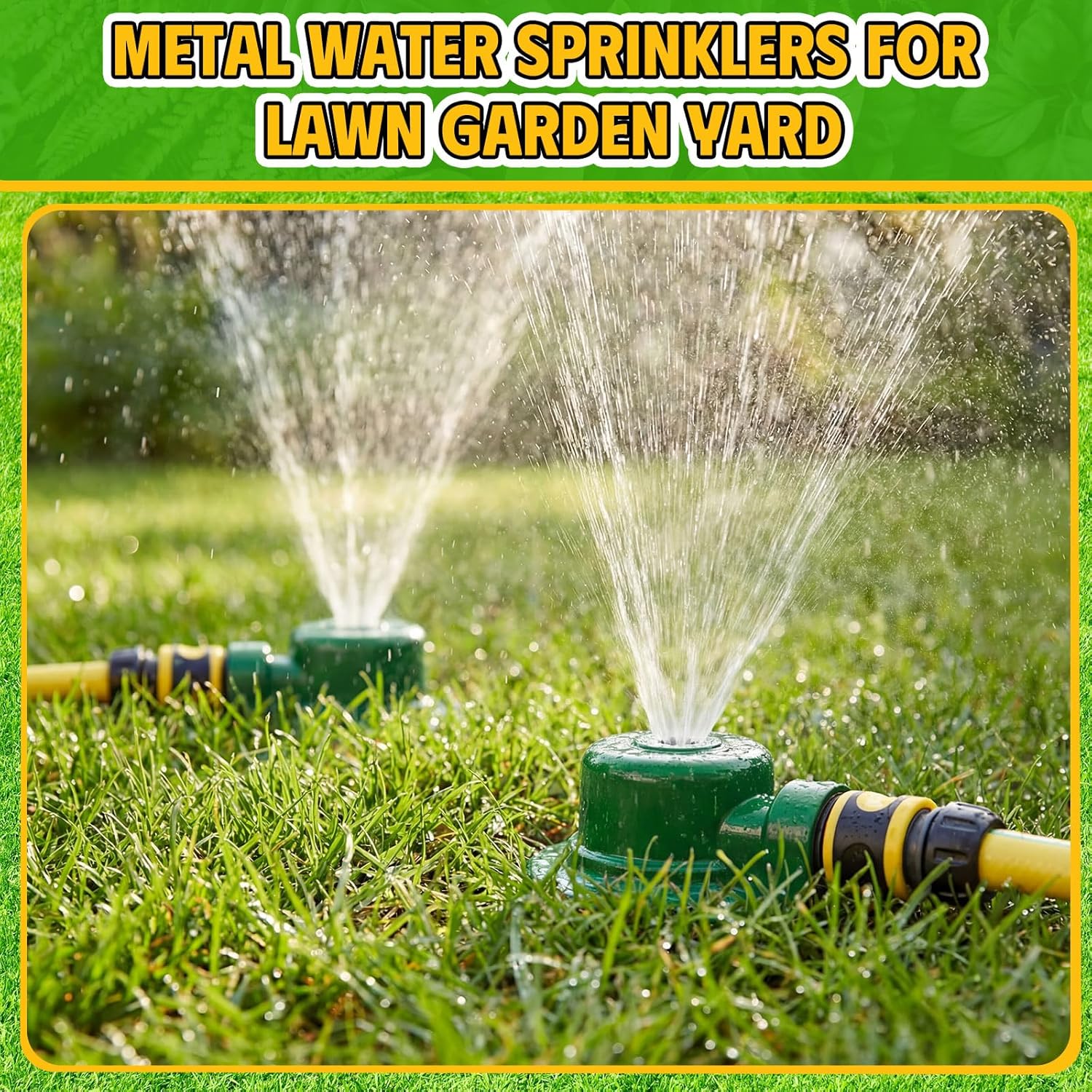 Jingmore 3 Pcs 3/4 Inch Garden Water Sprinklers 360 Degree Metal Lawn Sprinkler for Yard Lawn Irrigation System for Small to Medium Area Watering up to 19ft Diameter Yard Lawns (Green)
