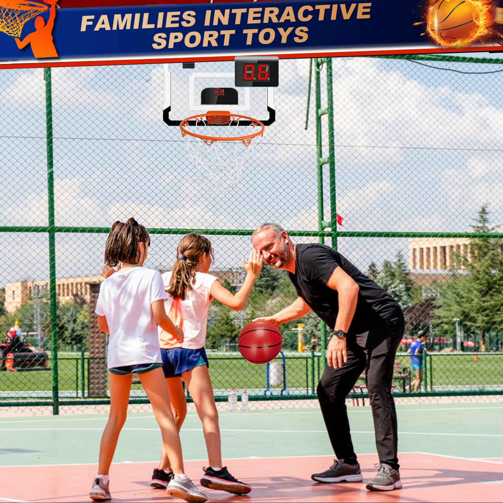 Mini basketbalmand voor kinderen, 2-in-1 dartdoel speelgoed met aan de muur gemonteerde indoor basketbalmand, grappig sportspeelgoed om te werpen voor feestgeschenken, cadeau