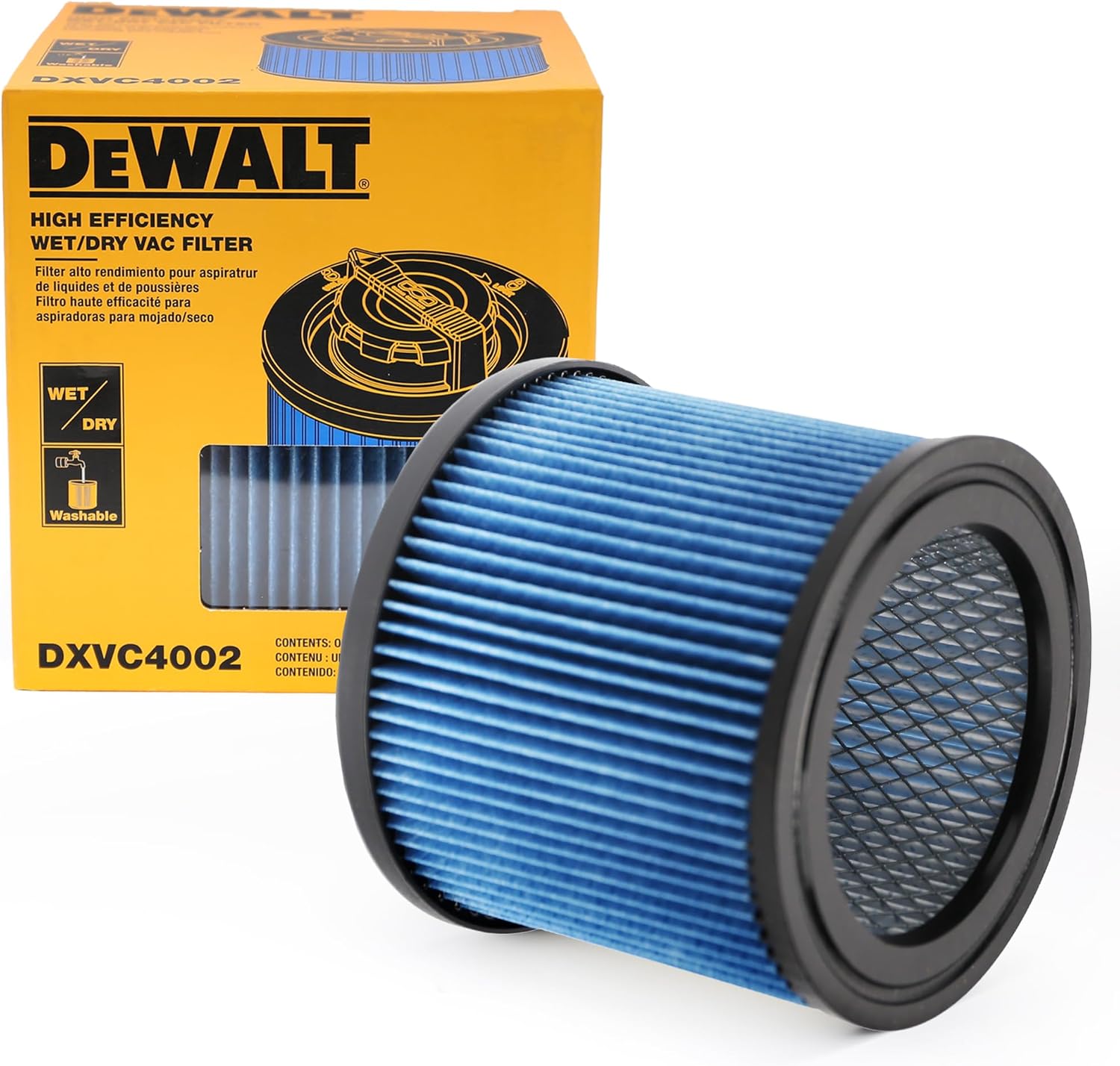 DEWALT Vacuum Filter Replacement DXVC4002, Fit for Most 4-5 Gallon Wet Dry Vacuum Cleaner, High Efficiency Cartridge Filter Compatible with DXV04T DXV05P DXV05S DXV08S DXV06G DW4GAL DXV15T