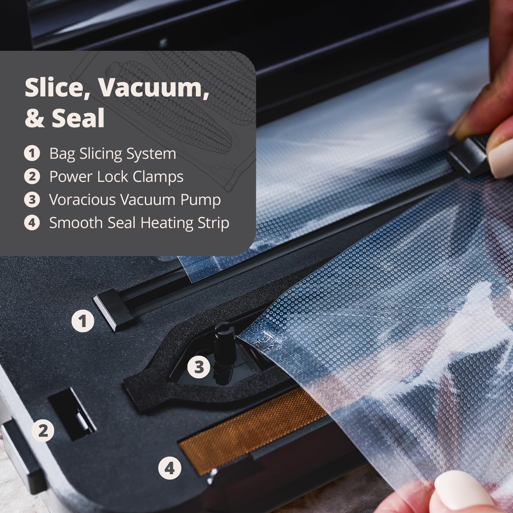 YONGSTYLE Vacuum Sealer Machine - Includes 1 Roll of Vacuum Sealer Bags,  All-in-One Vacuum Sealer Machine for Sous Vide, Freezer Storage, and More,  Designed in St. Louis, Onyx Black